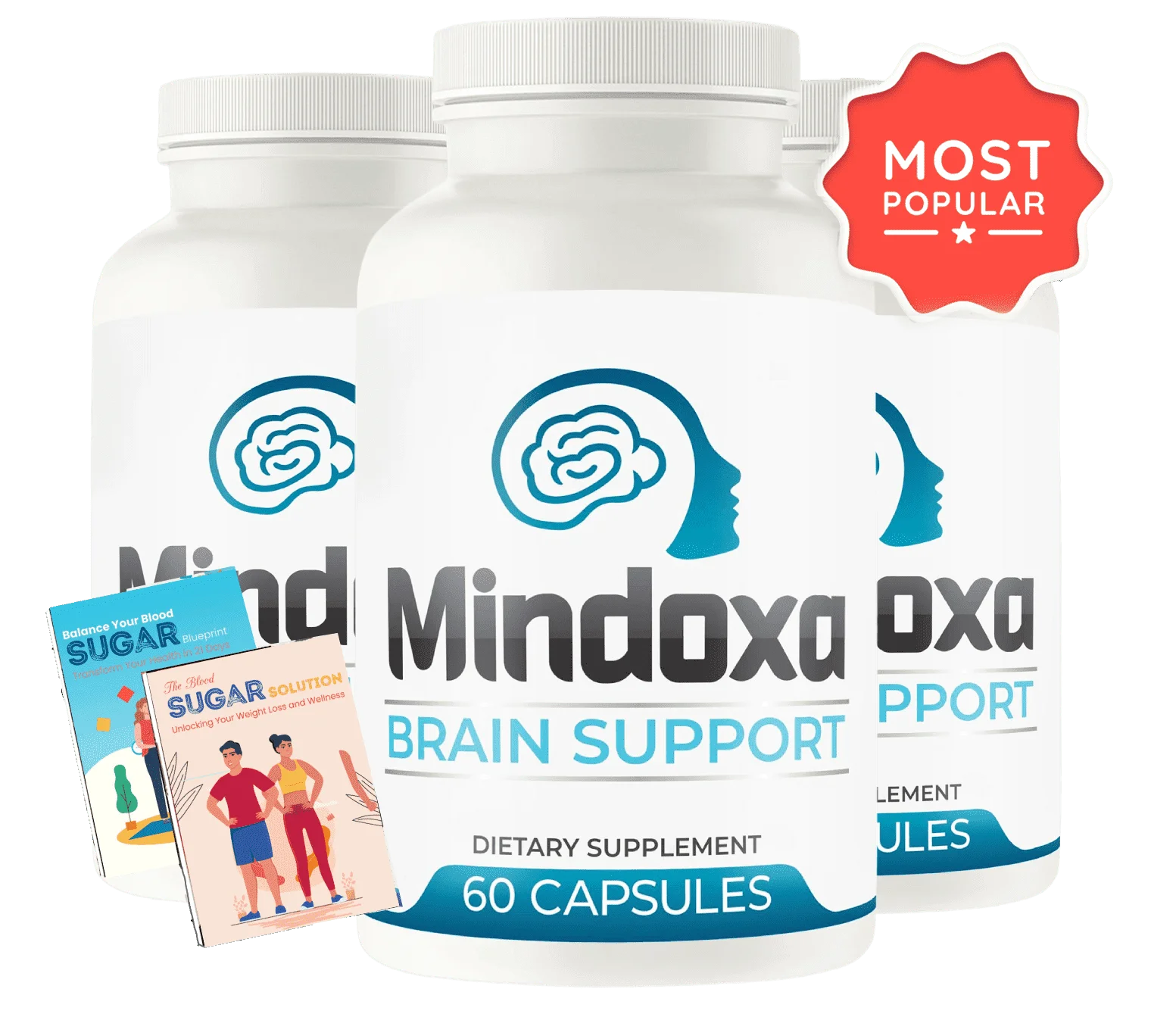 Mindoxa 3 bottle most popular pack - 90 day supply of brain health supplement with free shipping and bonuses